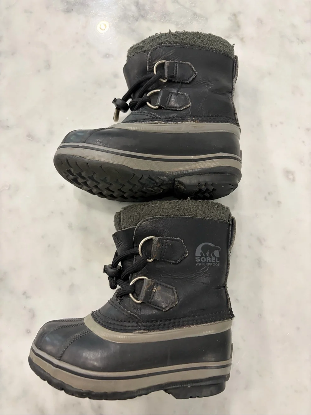 Sorel Black Kids Rain & Snow Boots with Fleece Collar